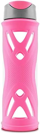 SHOKE Tritan Water Bottle with Silicone Sleeve, Flip Top/Straw Leak-Proof BPA-Free Wide Mouth, Plastic Water Bottles, Lightweight Fit for Hiking, Camping, Gym, 24 OZ