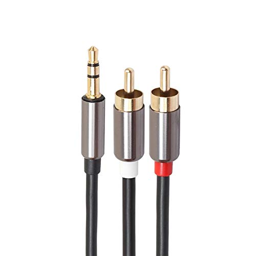 3.5 mm to 2 RCA Audio Cable 1m AUX Splitter Stereo Male to Male Adapter Cable Black