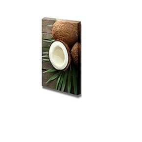 Canvas Prints Wall Art - Tropical Coconuts on a Wooden Table | Modern Wall Decor/Home Decoration Stretched Gallery Canvas Wrap Giclee Print. Ready to Hang - 12" x 18"