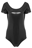 JustinCostume Womens Shiny Metallic Dancewear Cap Sleeve Scoop Back Leotard
