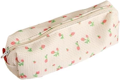 SquarezhenBo Pink Floral STYL Pencil Bag Women Pencil Case Pen Holder Coin Pouch Cute Simple Pen Bag Stationery Organizer, Bag, Pen, Pencil and Marker Cases, Multifunction Cosmetic Makeup Storage