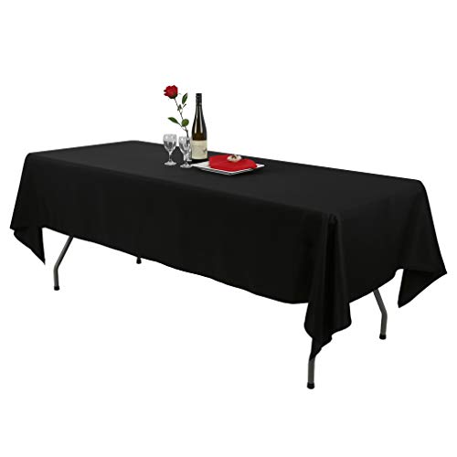 Waysle 60 x 102-Inch Rectangular Tablecloth, 100% Polyester Washable Table Cloth for 6Ft. Rectangle Table, Black
