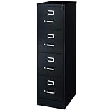 Office Dimensions Commercial 4 Drawer Letter Width Vertical File Cabinet, 22" Deep - Black