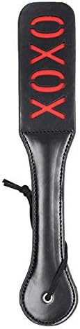 Sexysamba Adult Leather Slapper Hand Spanking Paddle Flogger Whip Toys Double Layers for Sex Games (1pc, XOXO)
