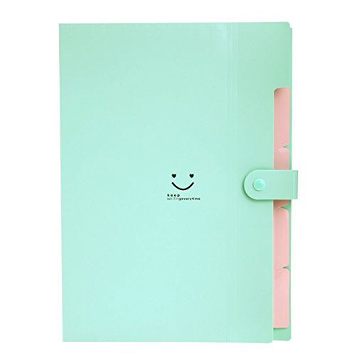 File Folders Colorful 5 Pocket Paper File Folders For Letter And A4 Paper With Snap Closure for School And Office(Jade)