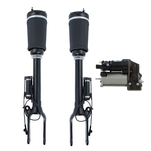 TRQ 3 Piece Air Suspension Kit Front Shocks & Compressor for Mercedes Benz