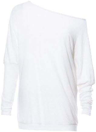 Kumer Women's Off Shoulder Sweater Batwing Sleeve Loose Pullover Solid Sweater Knit Jumper Tops