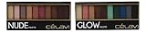 Celavi Eye Shadow Compact Palette w/ Built in Mirror and Dual Headed Sponge Applicator (2 Palettes - Glow & Nude)
