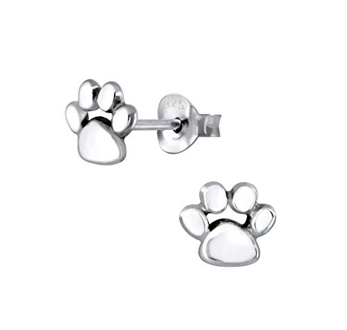 925 Sterling Silver Tiny Animal Paw Print Earrings Cat/Dog