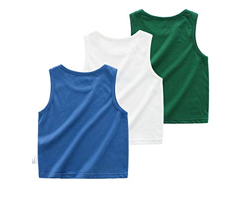 image for HUAER& Baby Boy Toddlers 100% Combed Cotton 2 Pack Cartoon Vest Tank S