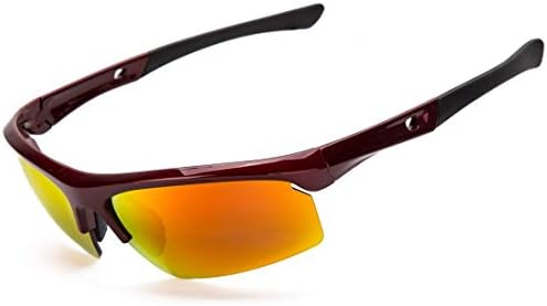 LVXING1 Shieldo Polarized Sports Sunglasses for Men and Women Running Cycling Fishing, Mirrored Integrated Polarized Lens Unbreakable Frame SLY002-1