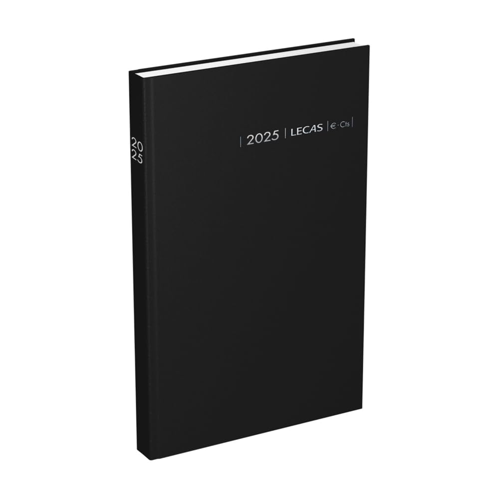 Lecas 2018 Diary with 1 Page per Day, 12 x 17 cm, Black