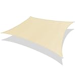 ColourTree 12' x 16' Sun Shade Sail Canopy  Rectangle Beige - Commercial Standard Heavy Duty - 160 GSM - 4 Years Warranty