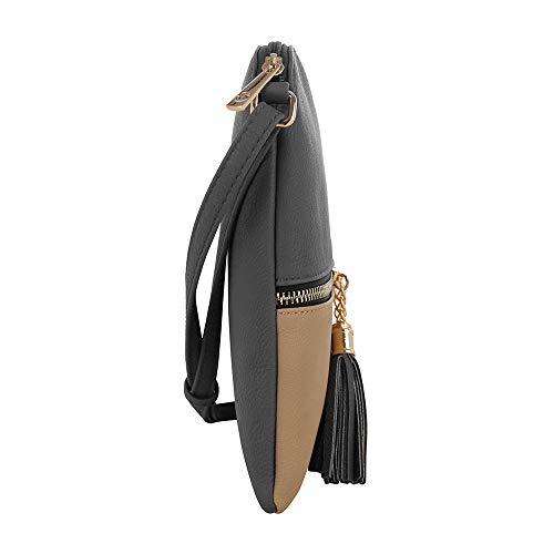 SG SUGU Lightweight Medium Crossbody Bag with Tassel and Zipper Pocket