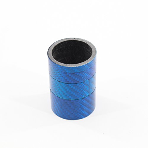 QILEFU 4pc Bike Bicycle Full Carbon Headset Spacer 1-1/8" 20 15 10 5mm (blue)