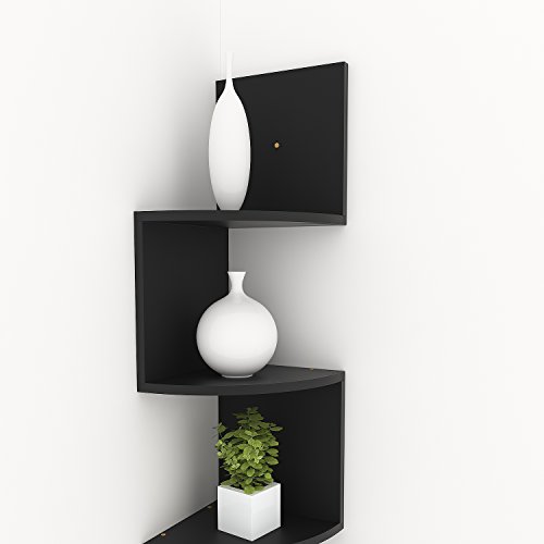 Homevol Corner Shelf, 5 Tier Wood Wall Mount Corner Shelves/Bookshelf/Bookcase,black
