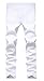 Qazel Vorrlon Men's White Zipper Ripped Distressed Destroyed Skinny Fit Jeans with Holes