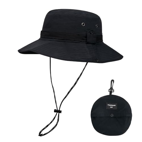YAMEIZE UPF50 Waterproof Bucket Hat+Bucket String – for Women Men Safari Hat UV Protection with Adjustable Fishing Beach Hiking Hat