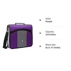 3-Inch Zipper Binder, 3 Round Rings Binder Handle