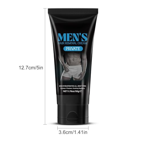 LBOYLOVE® 2 Pcs Hair Removal Cream for Men, Painless Depilatory for Unwanted Male Hair in Private Area, Suitable for All Skin Types and Sensitive, 1.76oz/50g