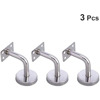 DOITOOL 3PCS Stainless Steel Handrail Brackets for Staircases Wall Mounted Railing Bracket for Wood or Metal Railing (Silver)