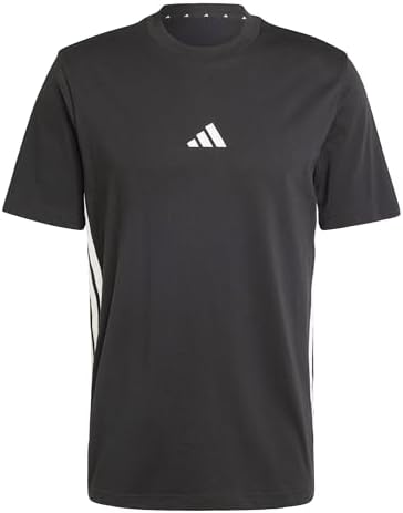 Uomo Essential Three Stripes Single Jersey Shirt, Black/White, M