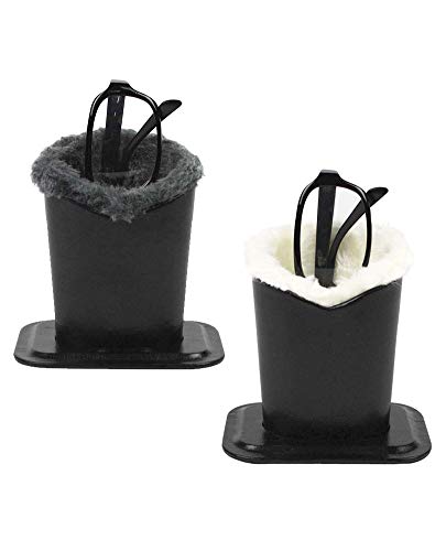 [2 PACK], JAVOedge Soft Plush Lining (White, Gray) Eyeglass Stands holder Case For Desks Or Nightstands