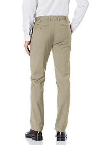Louis Raphael LUXE Men's Slim Fit Flat Front Stretch Wool Blend Dress Pant, Stone, 32W x 32L - Thumbnail 2