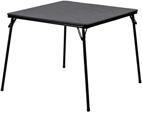 Set of 5 Modern Design Folding Utility Card Table Durable Vinyl Padded Tabletop Powder Coated Steel Frame Finish Indoor-Outdoor Home School Office Furniture - Black/2230a