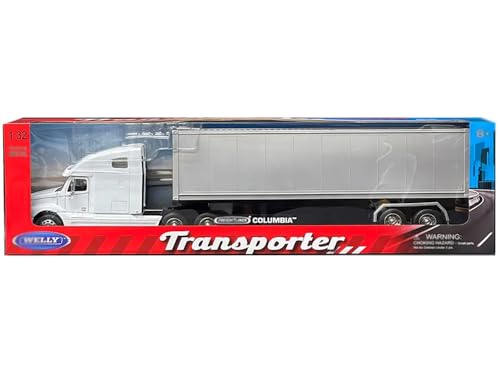 Welly Columbia Truck White with Gray Container 1/32 Diecast Model 32621W-WH