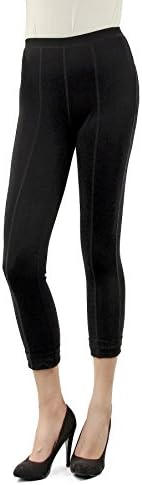 Larandi Women's Soild Stretch Skinny Ponte High Waist Capri Leggings Black