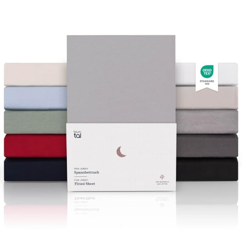 Blumtal® Premium Spannbettlaken 140x200 Topper Jersey 2er Set - Oeko-TEX zertifiziertes Bettlaken aus Baumwolle - Leintuch 140x200 Grau