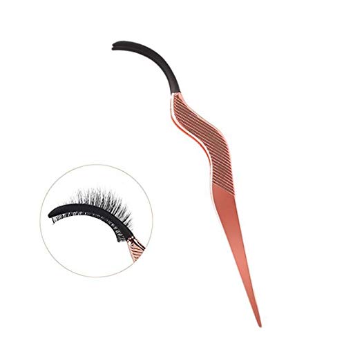 DNHCLL Stainless Steel False Eyelashes Applicator Tool Portable Eyelash Extension Tweezers Remover Clip Nipper(Rose Gold)