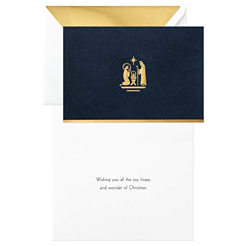Hallmark Signature Christmas Boxed Cards, Gold Nativity (10 Christmas