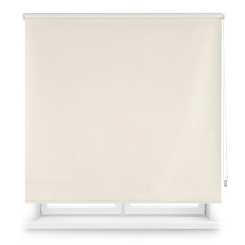 Blindecor Custom Blackout Blind | Beige | 60 x 175 cm (W x H) Fabric Size 57 x 170 cm | Opaque Roller Blinds for Windows