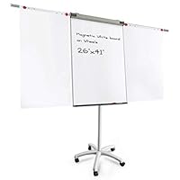 Master of Boards Flip Chart Easel - Dry Erase Easel Rolling White board on Wheels | Easy Setup | Magnetic | 26"x41"