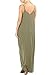 CALIPESSA Women Summer Pockets Casual Swing Cami Slip Maxi Sundress Army Green L