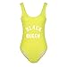PINJIA Women's Letter Print Backless One Piece Monokini Bikini(MX05)