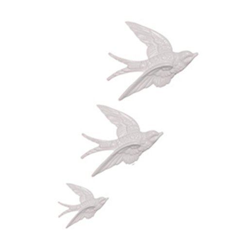 Ceramic Swallows, Set of 3 (White)