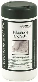 Klenzeen Telephone/VDU Wipes Thermal Bond 25gsm Dispenser Tub of 100 Sheets