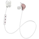 InzhiRui Best Wireless Sport Running Workout Earbud Sweat Proof Bluetooth Headphone, Cordless on Ear Neckband Headset for iphone ipod Android Samsung Galaxy S7 (White Gold)