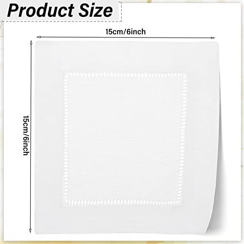 80 Pieces White Linen Cocktail Napkins Bulk 6 x 6 Inch Cloth Cocktail