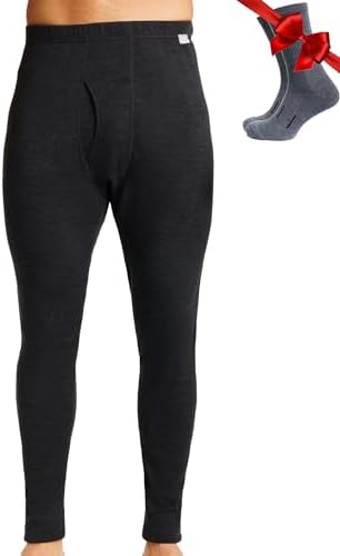 Essentials by Seven Apparel Men's Thermal Pants, Black, Medium at