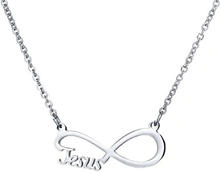 Rantanto Stainless Steel Infinite Pendant Women Necklace (FB0093 Silver Jesus Infinite)
