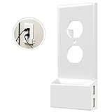 MoKo USB Outlet Wall Plate, Duplex Upgrade Version Snap On Power Wall Outlet Cover Plate Replacement with 2 USB Charging Ports for Cellphones, Tablets, Fire Stick, Power Bank - White