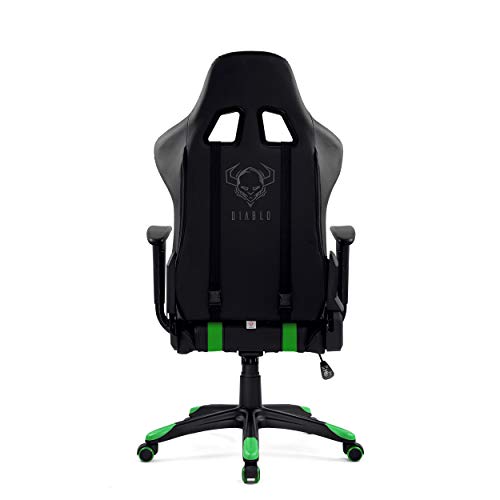 Diablo-X-One-Sedia-Gaming-Poltrona-Ufficio-Design-Ergonomico-Meccanismo-di-Inclinazione-Cuscino-Lombare-Finta-Pelle-Portata-150-kg-Nero-Verde-Standard