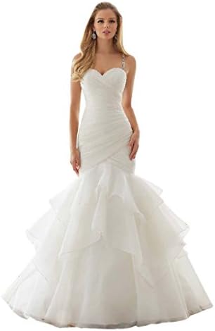 Happyus New Mermaid Wedding Dress Beaded Spaghetti Straps Bridal Gowns Ball