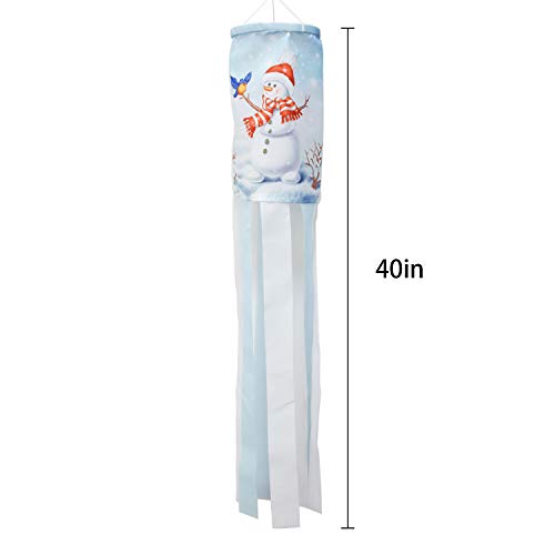 PINCHUANG 40 Inch Snowman Winter Windsock Flag, Christmas Windsock Outdoor Hanging Decoration for Front Yard Patio Lawn Garden Party Decor (Style C)