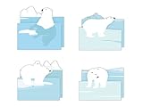 Creative Self-Stick Notes, Sticky Notes, Scratch Pads, Writing Pads Match for Planners/Notebook/School/Office Stationery, 4 Pads/Pack, 30 Sheets/Pad (Polar Bear)