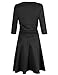 MISSKY Women Sexy V-neck 3 4 Sleeve Slimming Tunic Fit and Flare Waist Crossover Business Church Dress Casual Black M